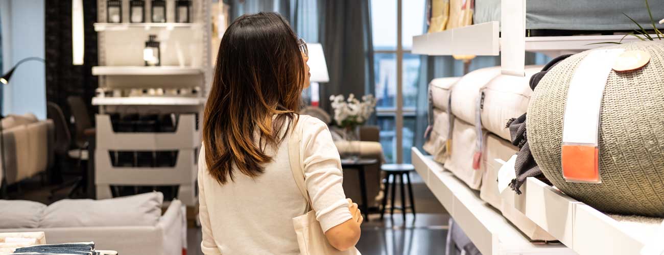 Woman shopping for used furniture