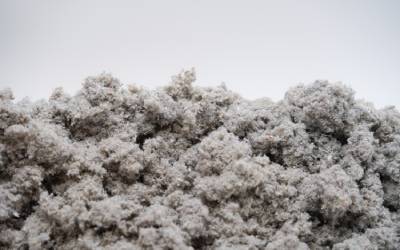 A close up of cellulose insulation fibers